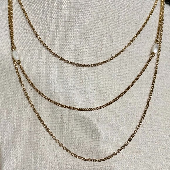 Avon Jewelry - Avon's Vintage Triple  Layered Gold Chain Necklace